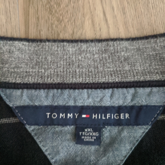 Tommy Hilfiger Navy Striped Button Up Sweater XXL - Picture 3 of 7